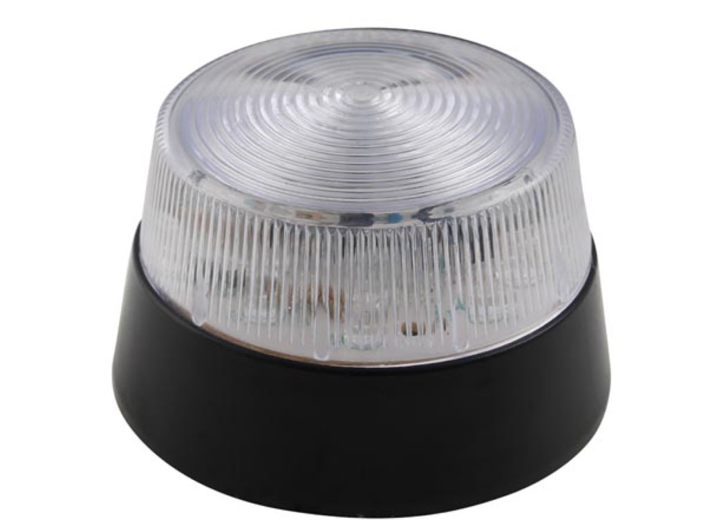 LED FLASHING LIGHT - CLEAR - 12 VDC - ø 77 mm