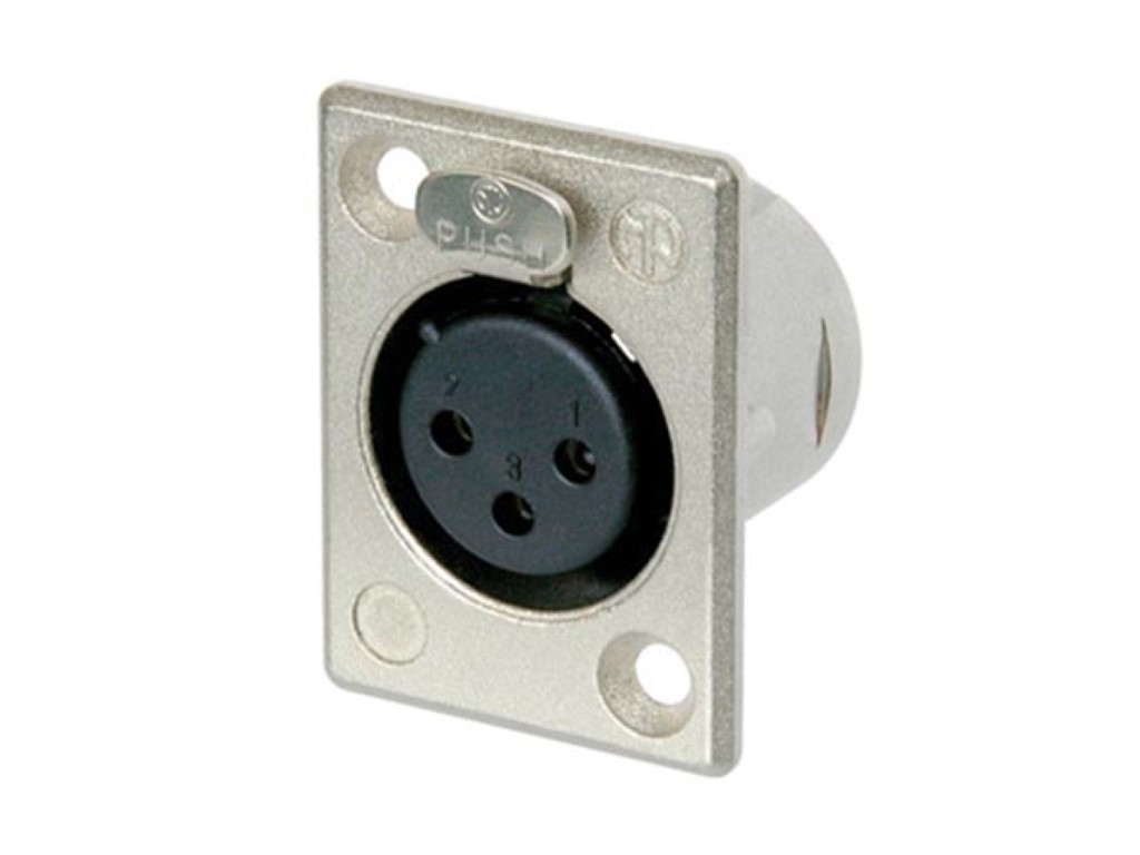 XLR konnektor, 3-PIN pesa, joodetavad kontaktid, Nikkelkorpus, hõbekontaktid