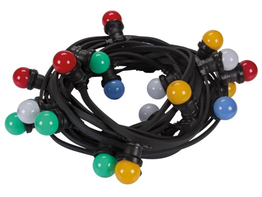 LED PARTY LIGHT CHAIN, 11.5 m, 20 COLOURED LED LAMPS