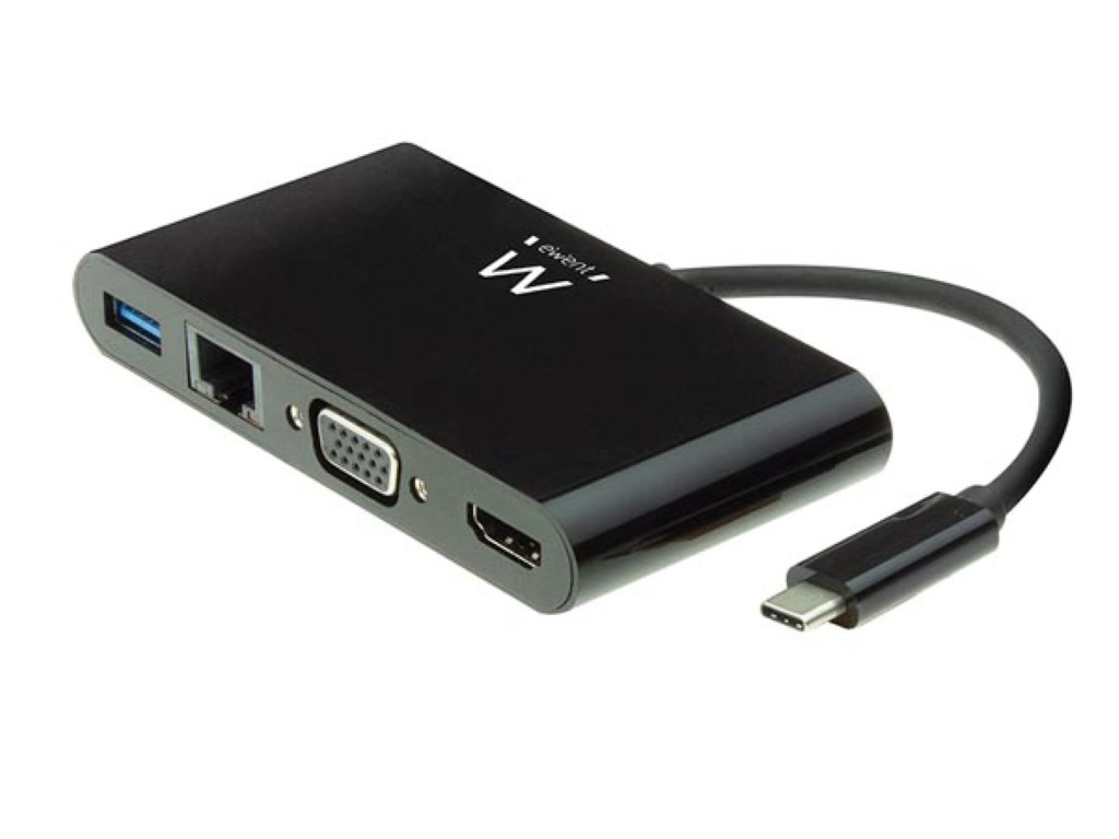 EWENT - USB -C - HDMI või VGA MULTIPORT DOCK ADAPTOR 4K, USB TYPE-A, ETHERNET ja  USB HUB