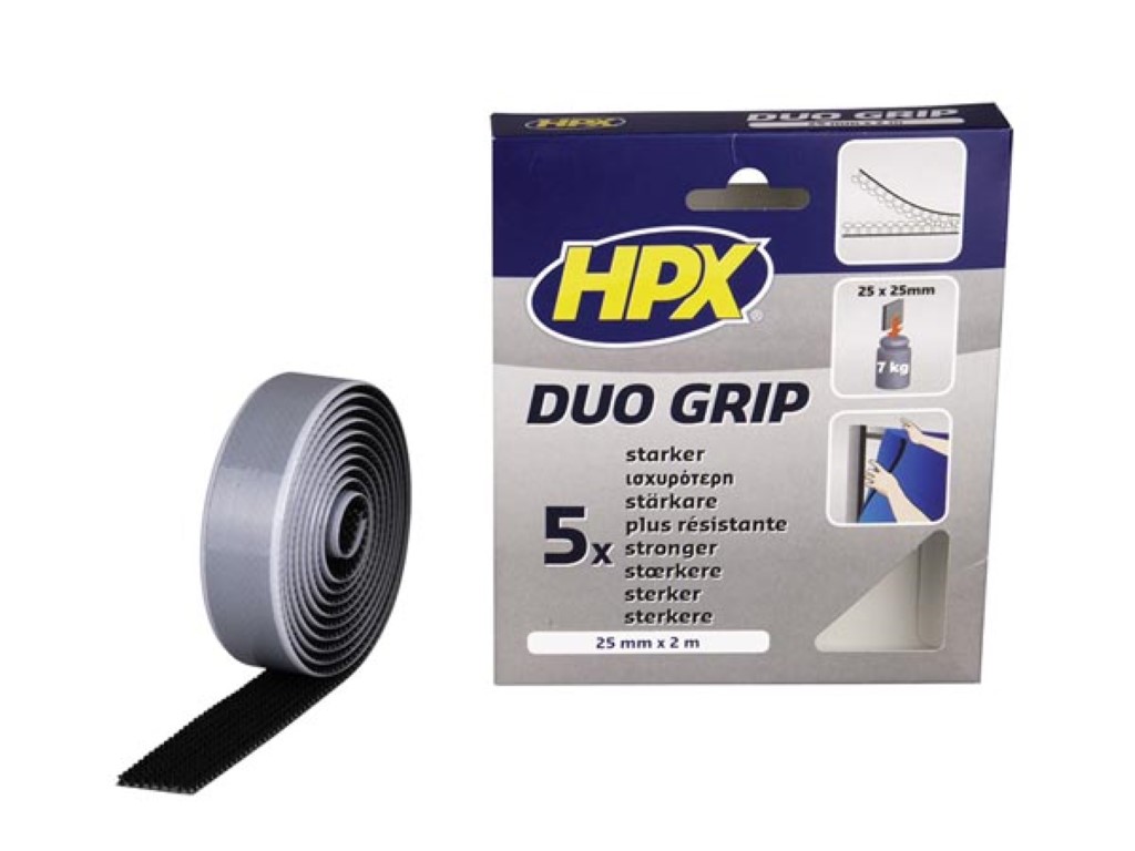 Duo Grip -Velcro - takjakinnitus - must 25mm x 2m
