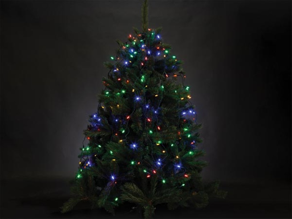 Jõulukaunistus - ATRIA LED - jõulupuule kõrgusega 1.8 m - 220 mitmevärvilised pirnid - roheline juhe - 24 V