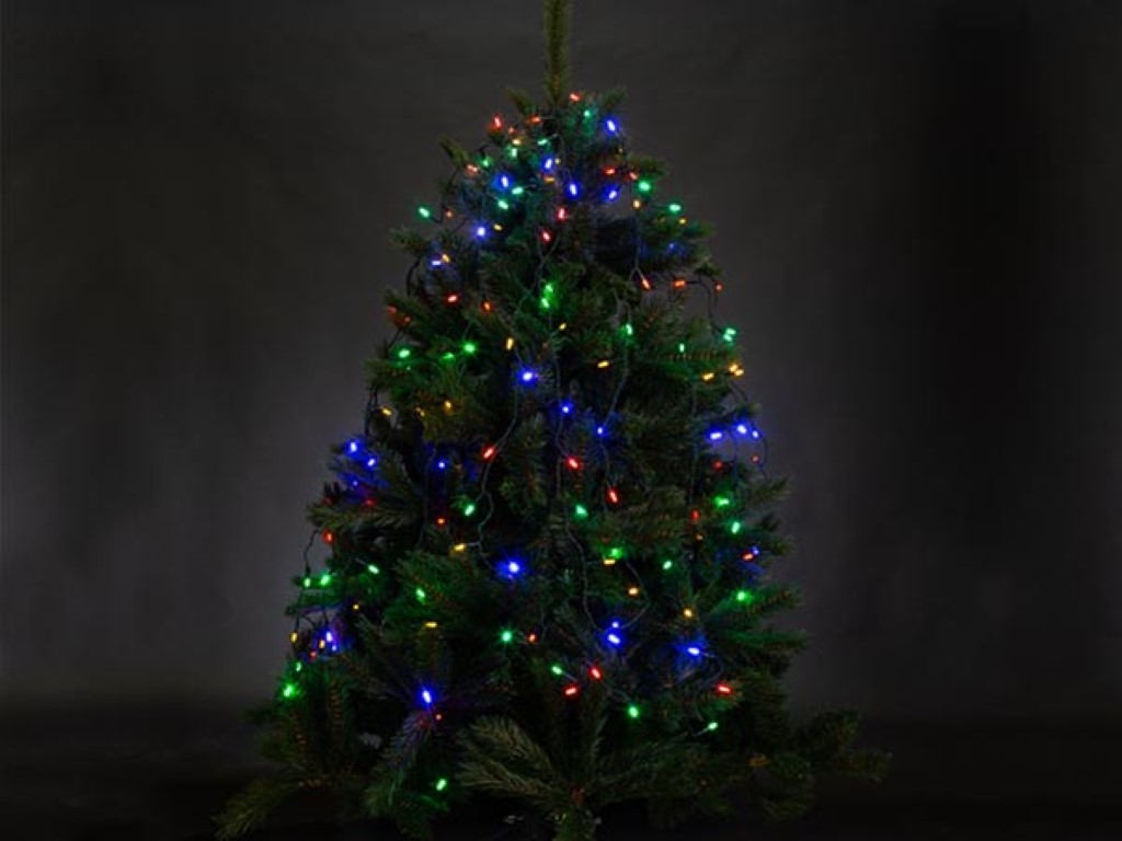 Jõulukaunistus - ATRIA LED - jõulupuule kõrgusega 2,4 m - 330 mitmevärvilised pirnid - roheline juhe - 24 V