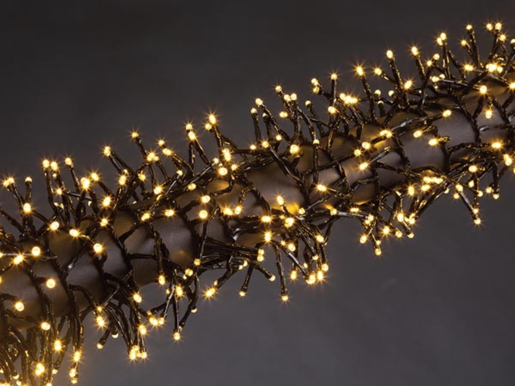 Jõulukaunistus - MERGA LED - 12m - 1020 soe-valged pirnid - must juhe - 31 V