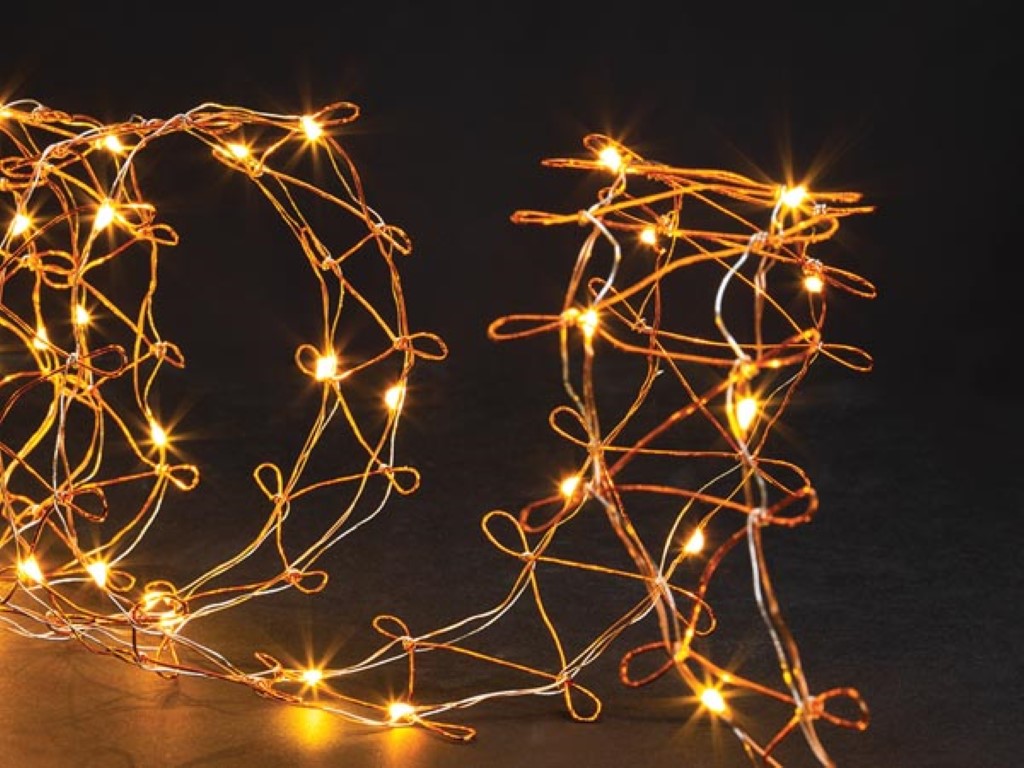 Jõulukaunistus - MIRA LED - 8 x 300 cm - 80 arizona valged pirnid - vaskne juhe - 3 V