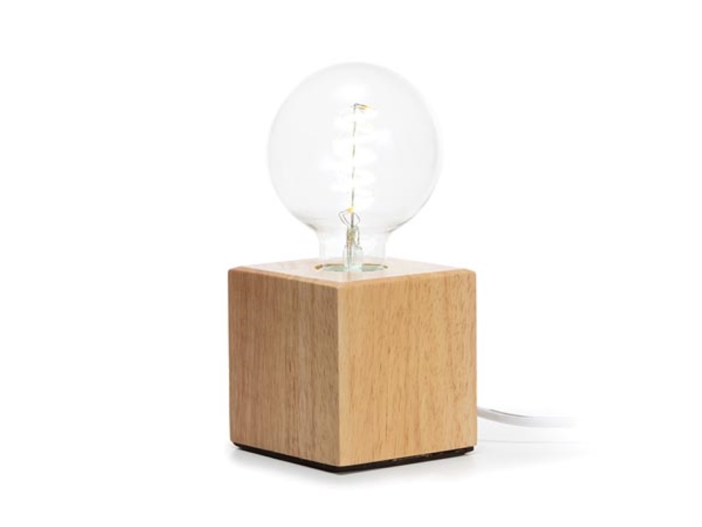 LAMP BASE - Decorative Lamp Base - Oak - Cube