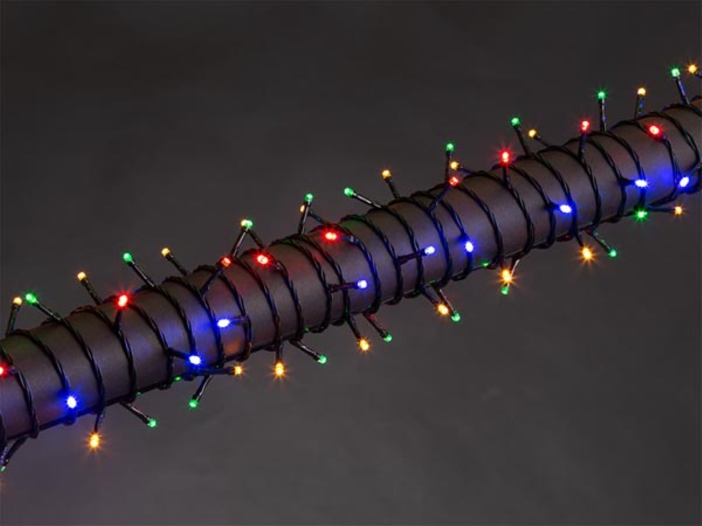 Jõulukaunistus - STELLA LED -20m - 300 mitmevärvilised  pirnid - roheline juhe -- 24 V