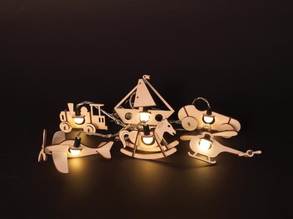 Woodlight - garland with toys - 2.5m - warm white lamps - batteries not provided