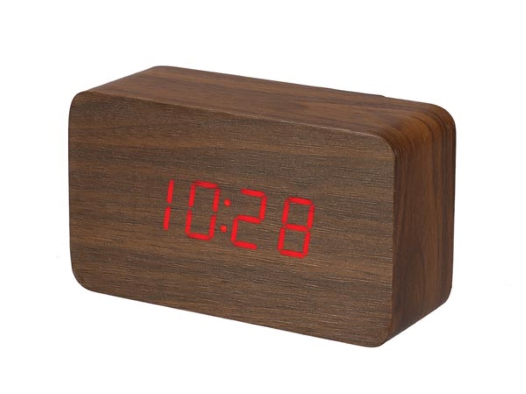 WOODEN CLOCK WITH CALENDAR AND TEMPERATURE