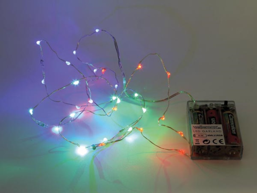 LED kaunistus- RGB - 20 LED - patarei toitega 