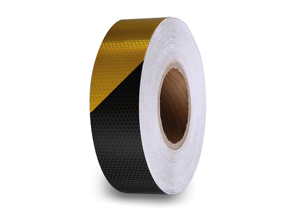Honeycomb reflective tape 5cm x 5m - Black/Yellow