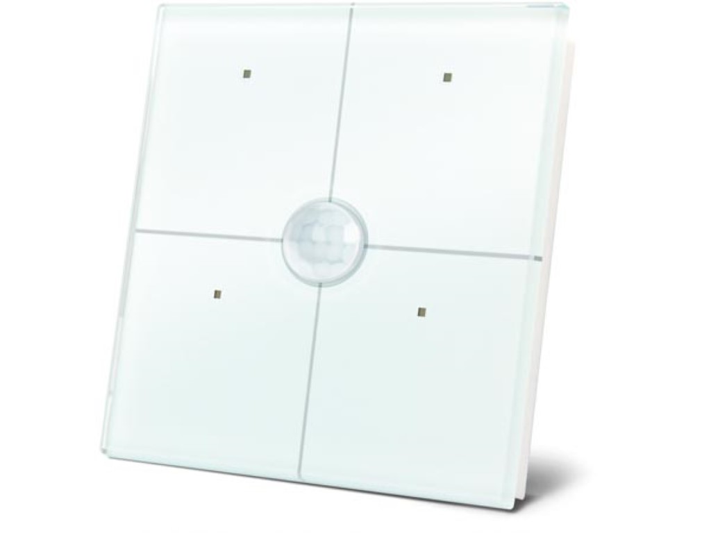 White Glass Control Module With 4 Touch Keys And Built-in Motion And Twilight Sensor