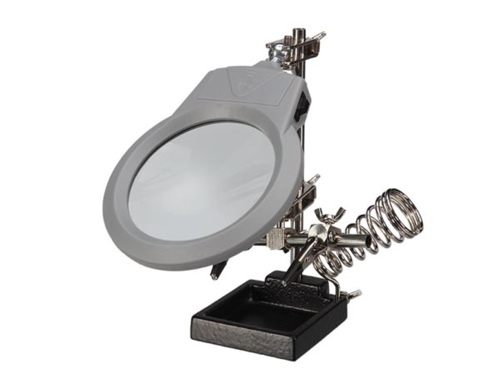 Third Hand With Magnifying Glass LED Lamp And Welding Iron Holder