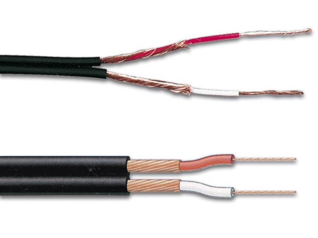 Cable Cote A Cote Blinde 2 X 0.25mm - Noir, Longueur : 100m Sur Rouleau