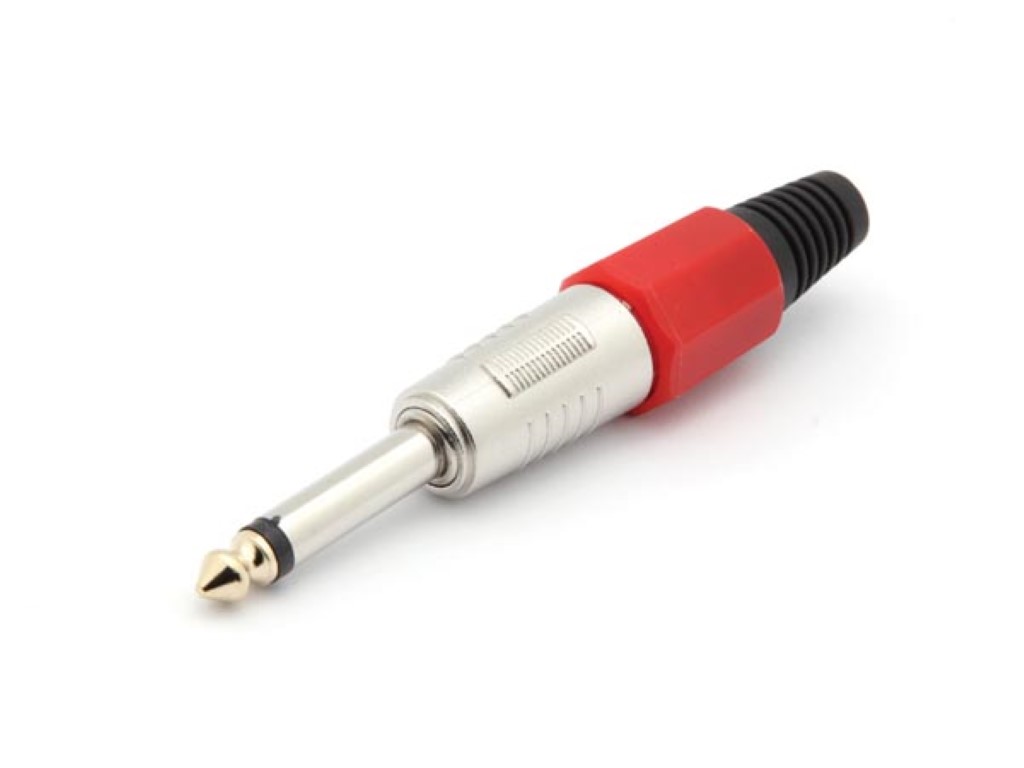 Mono Jack 6.35mm Male Red/ Nickel/ Professional
