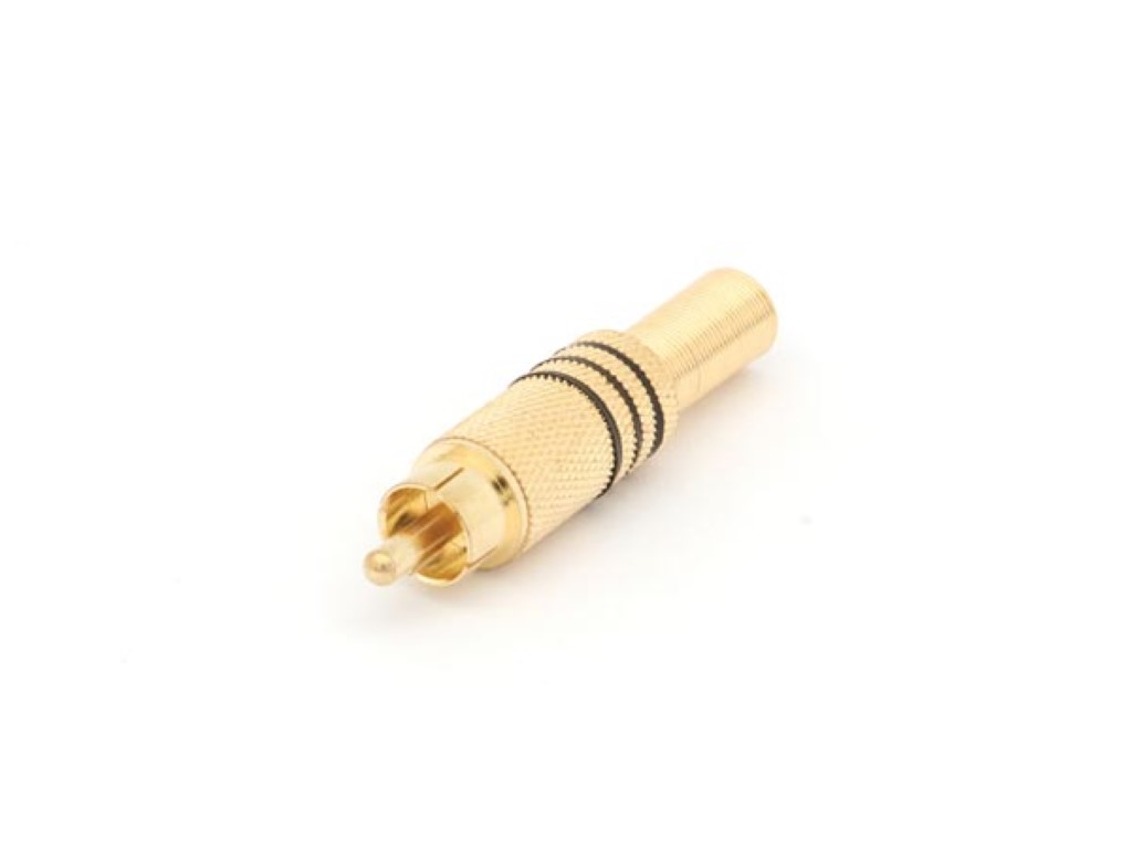 Rca Plug Male Black Tip & Housing Gold-plated/ Spring Cable Guide 6mm