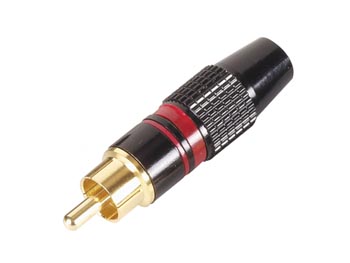 Rca Plug Male Red Tip Gold Plated Black Metal Housing 8mm