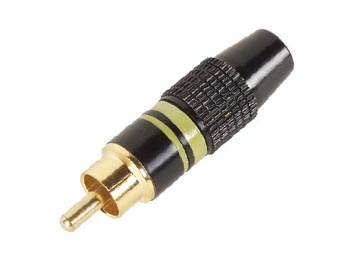 Rca Plug Male Yellow Tip Gold Plated Black Metal Housing 8mm