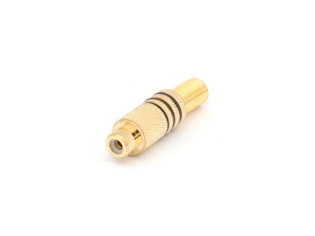 Rca Plug Female Black, Tip And Housing Gold-plated, Spring Cable Guide O6mm