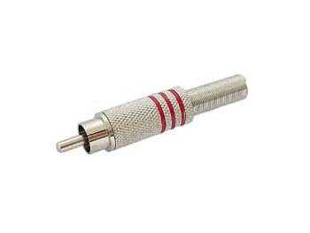 Rca Plug Male Red, Nickel, Spring Cable Guide O6mm