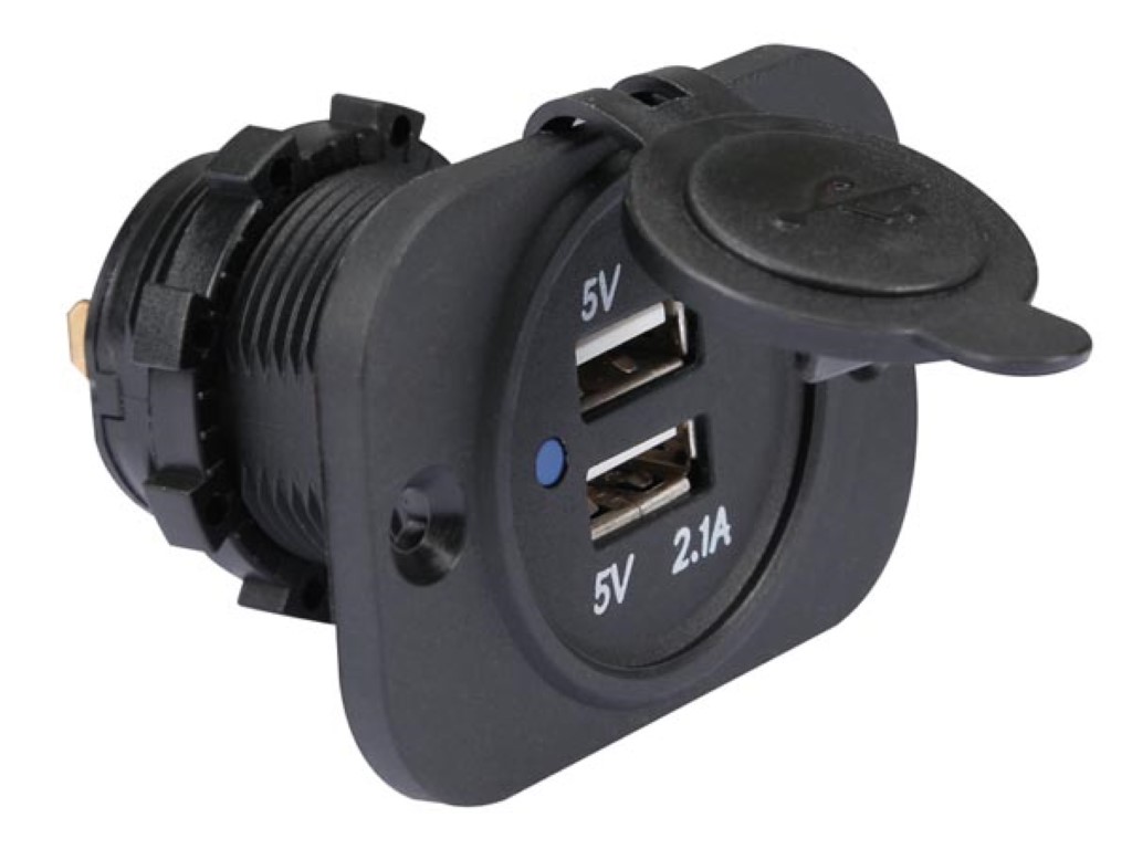 Flush Mount USB Socket (12-24 Vdc In, 5 V Out)