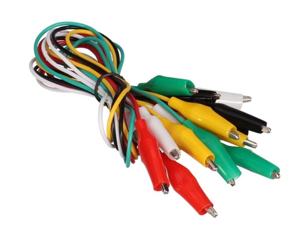 Set With 10 Wires - 50 Cm - 5 Colours With Booted Crocodile ClIPS - 27 Mm
