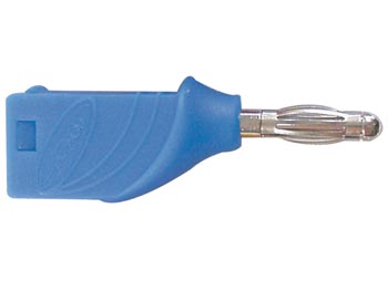 4mm Plug Male Blue, Solder Connection, Stackable