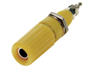 4mm Plug Female Yellow, Nut Connection, Chassis Mount