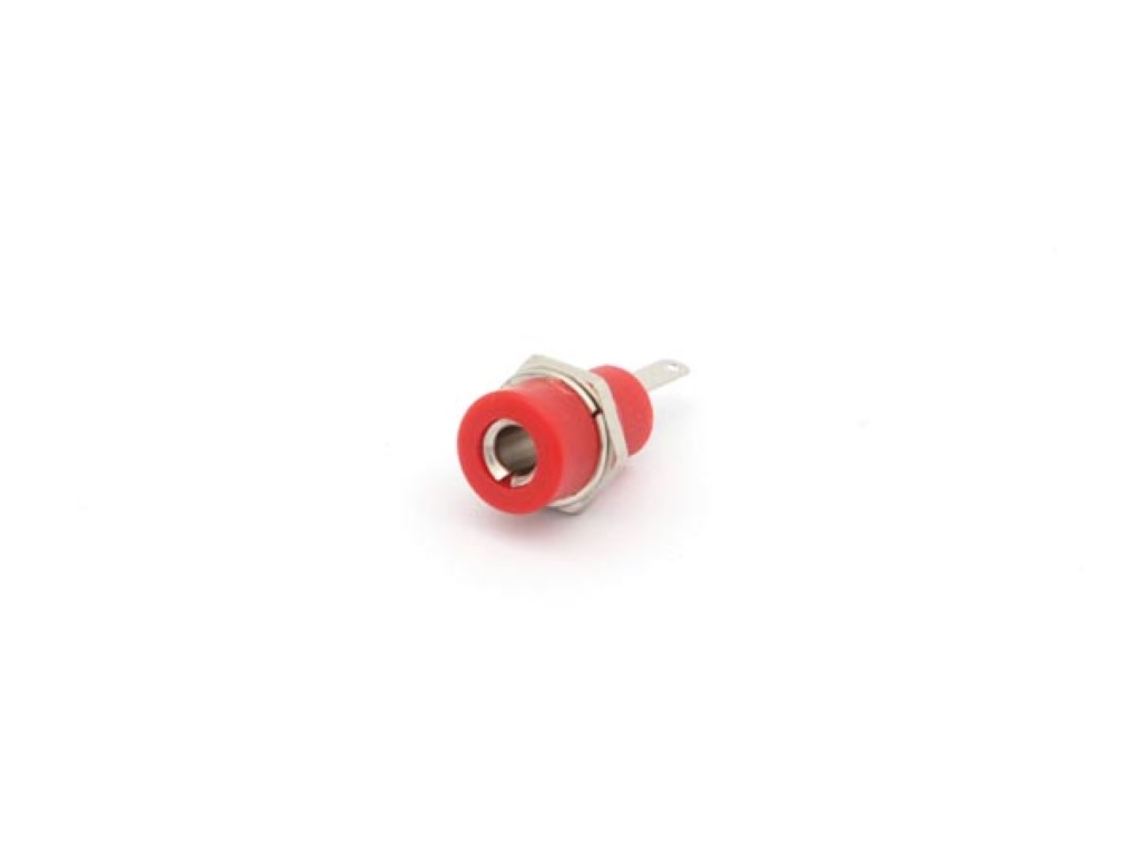 4mm Plug Female Red, Solder Connection, Chassis Mount