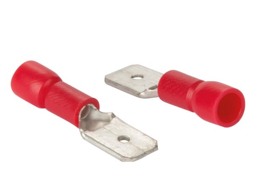 Male Connector 6.4mm Red, 10pcs/blister