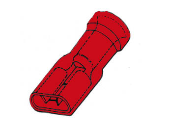 Insulated Female Connector 6.4mm Red, 10pcs/blister