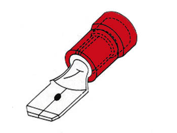 Male Connector 4.8mm Red, 10pcs/blister