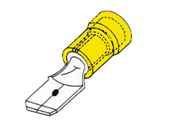 Male Connector 6.4mm Yellow, 10pcs/blister