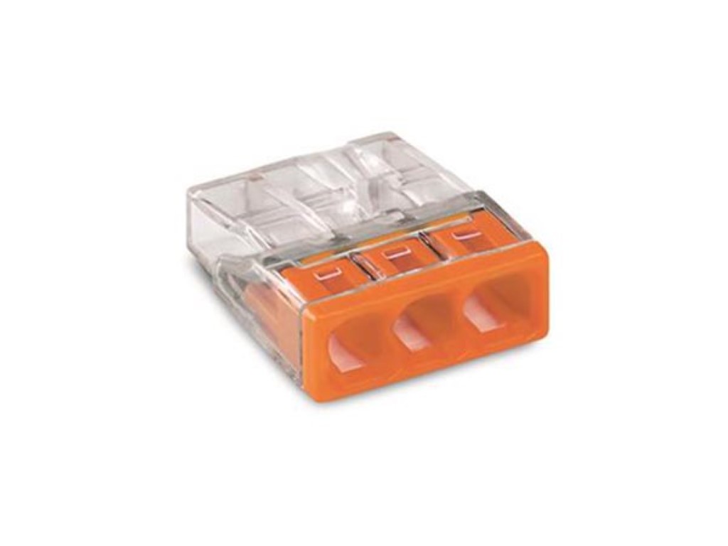 Compact Splicing Connector - For Solid Conductors - Max. 2.5 Mm - 3-conductor - Transparent Housing - Orange Cover
