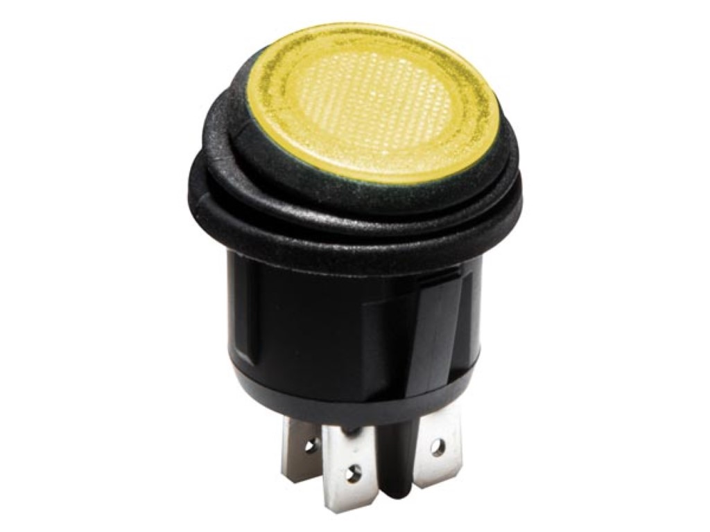 Yellow LED Illuminated Rocker Switch 2p Dpst / On-off 12v