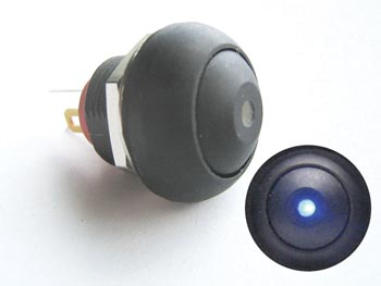 Bouton-poussoir Miniature Unipolaire + LED Bleue Off-(on)