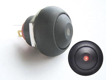 Bouton-poussoir Miniature Unipolaire + LED Rouge Off-(on)