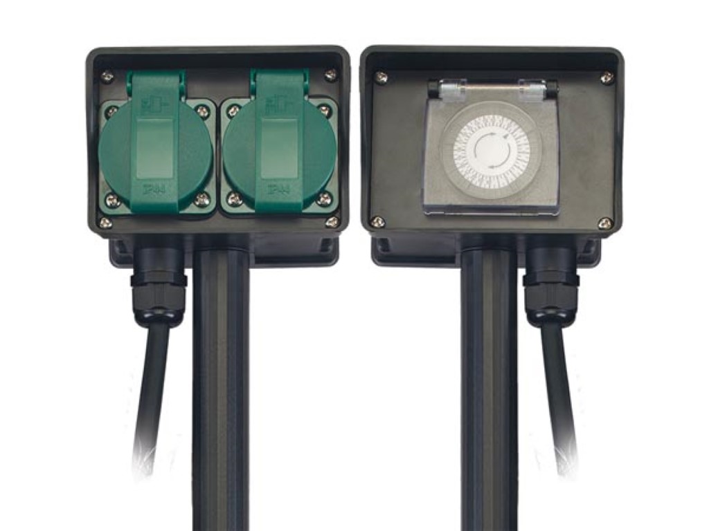 2-way Garden Socket With Timer - For Outdoor Use