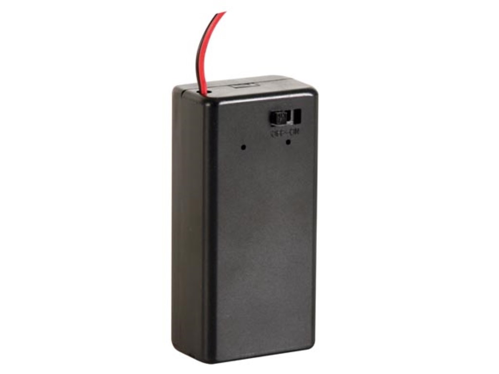 Battery Holder For 9v-cell Closed Box With Lead Terminals + Switch