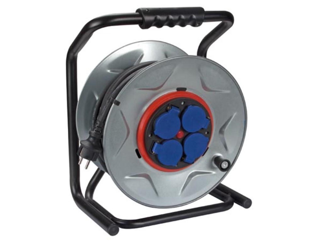 Professional Neoprene Cable Reel With Anti-twist System - 25m - 3g2.5 - 4 Sockets