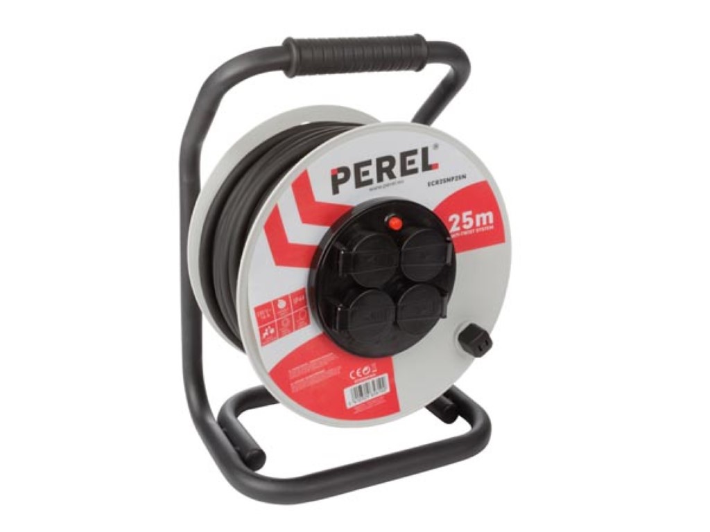 Professional Neoprene Cable Reel - 25m - 3g2.5 - 4 Sockets