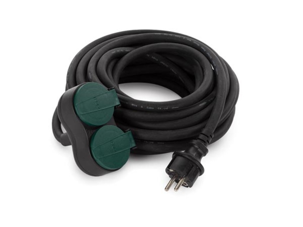 Extension Cable With 2 Sockets For Outdoor Use - Plug Type E (french System) - 10 M