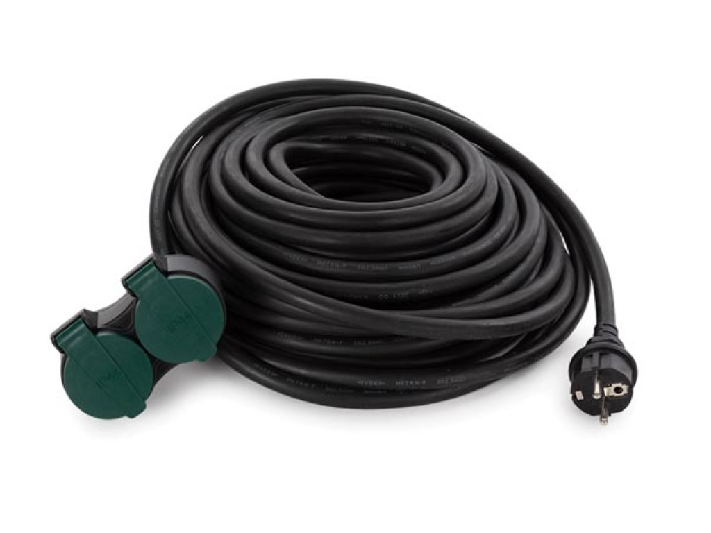 Extension Cable With 2 Sockets For Outdoor Areas - Schuko - 20 M
