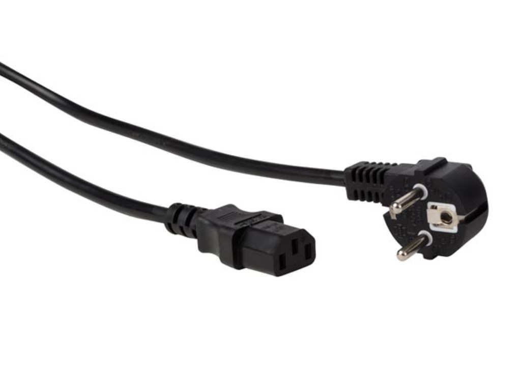 Mains Cable - Black - Cee 7/7 90  + C13 - L = 1.5 M - 3g1.0 Mm