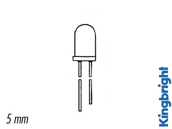 L-7113id-12v Resistor LED 5mm Red Diffused 625nm