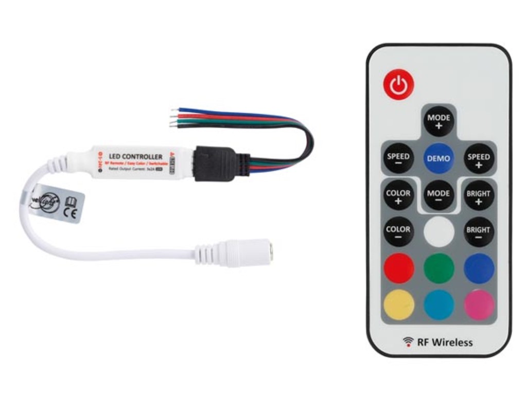 Mini RGB LED-controller - 1 Kanaal - Met Rf- Afstandsbediening