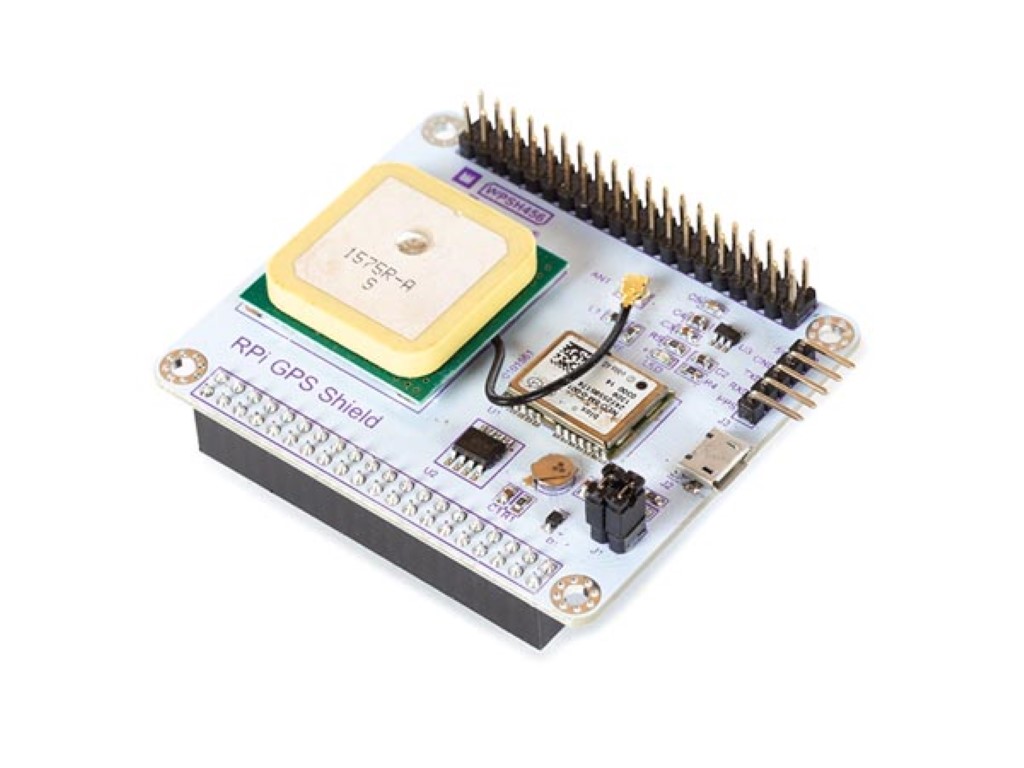 NEO-6M GPS Shield for Raspberry Pi, u.fl connection, ceramic antenna, 50-channel GPS receiver