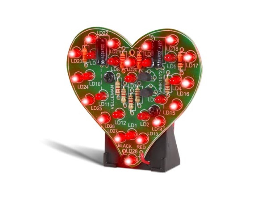 Soldering Kit, Diy, Valentine's Hearts, 28 Blinking LEDs, Romantic LED Lighting