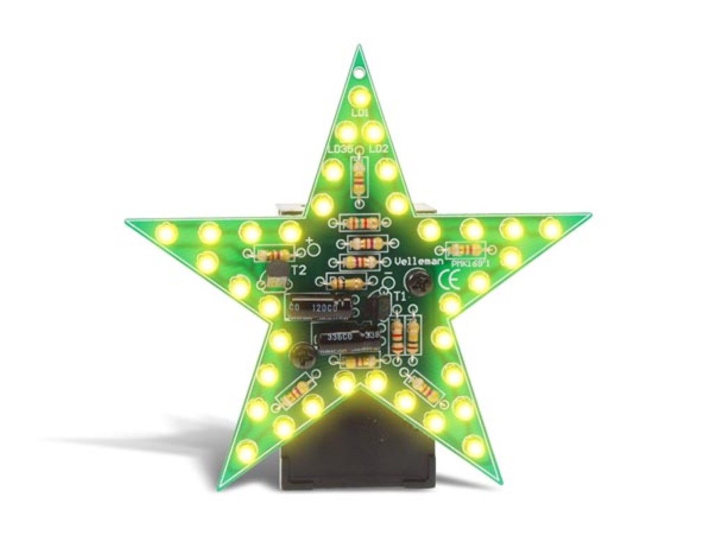 Soldering kit, DIY, flashing yellow LED star, year-end gadget, hanging or standing, ideal for the holidays