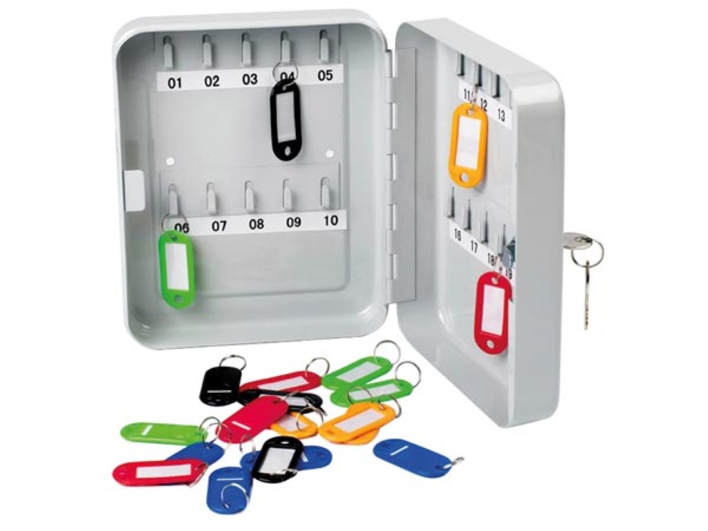 Key Cabinet - 160 X 200 X 60 Mm - 20 Keys - Grey